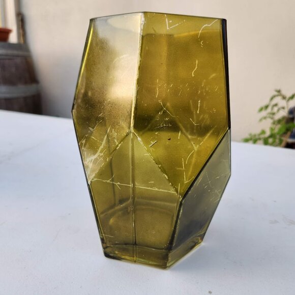 Beautiful Vintage Green Hexagon Vase Terrarium Decor Mid Century Modern Rustic F - Picture 15 of 16